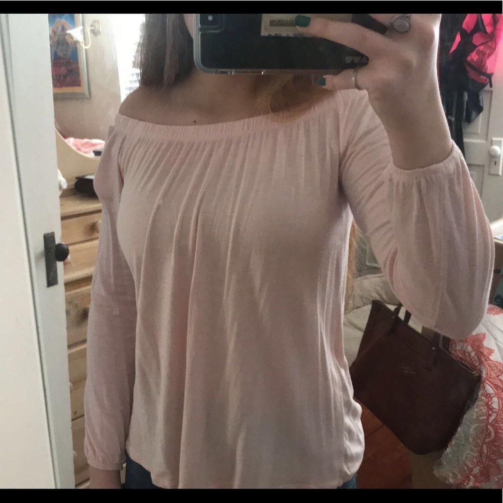 light pink off the shoulder top
